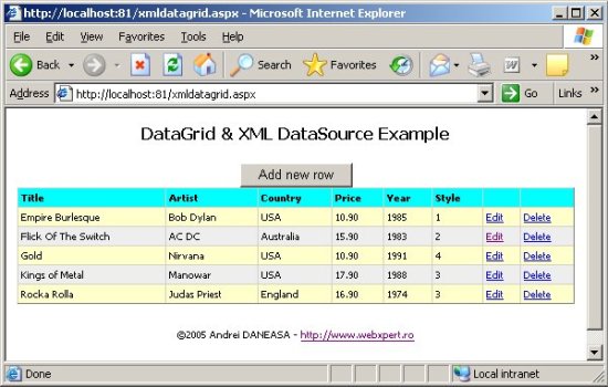 ASP.Net DataGrid and XML as dataSource