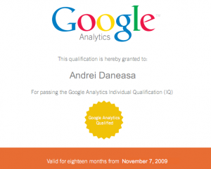 Google Analytics IQ - Andrei Daneasa Google Analytics IQ - Andrei Daneasa